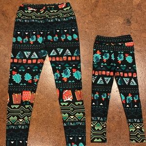 LuLaRoe Mommy & Me set of Christmas print leggings